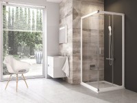 Ravak Blix BLRV2 szögletes 90x90 cm tolóajtós zuhanykabin, fehér kerettel, átlátszó üveggel