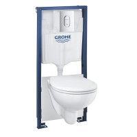 Grohe Rapid SL 5 az 1-ben falsík alatti WC tartály szett, nyomólappal, Bau Ceramic WC-vel, lecsapódá