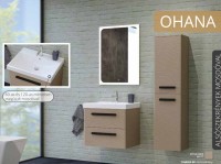Tboss Ohana fali fürdőszobabútor 2 fiókkal, kerámia mosdóval, 3 féle fogantyúval, 33 színben