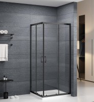 Roltechnik Project Line Sundis Black 90x90 cm szögletes zuhanykabin tolóajtókkal, fekete kerettel