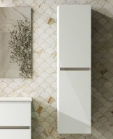 Coycama Dorian 140 cm magas kiegészítő fürdőszobabútor, magasfényű fehér színben