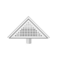 Roltechnik rozsdamentes acél zuhanyfolyóka - padlóösszefolyó, sarokba tehető 20x20 cm