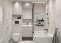 Cersanit Moduo fali, alsó fürdőszobabútor 45 cm-es mélységgel + kerámia mosdó, kasmír SZETT